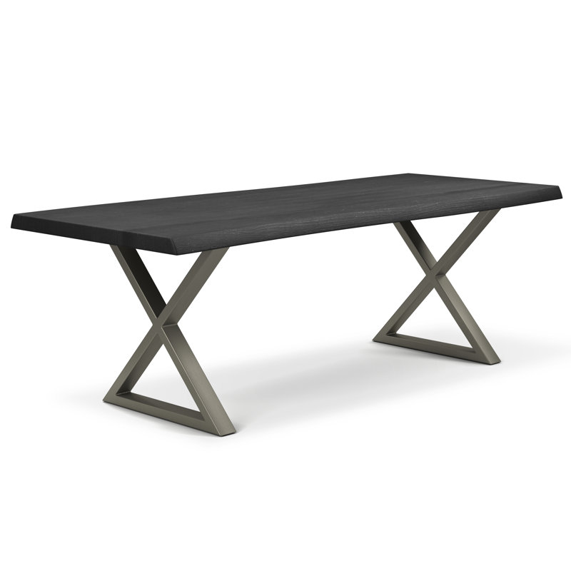 Colin X-Base Dining Table, Pewter, Ebonized, 29.75"H x 116"L x 40"W
