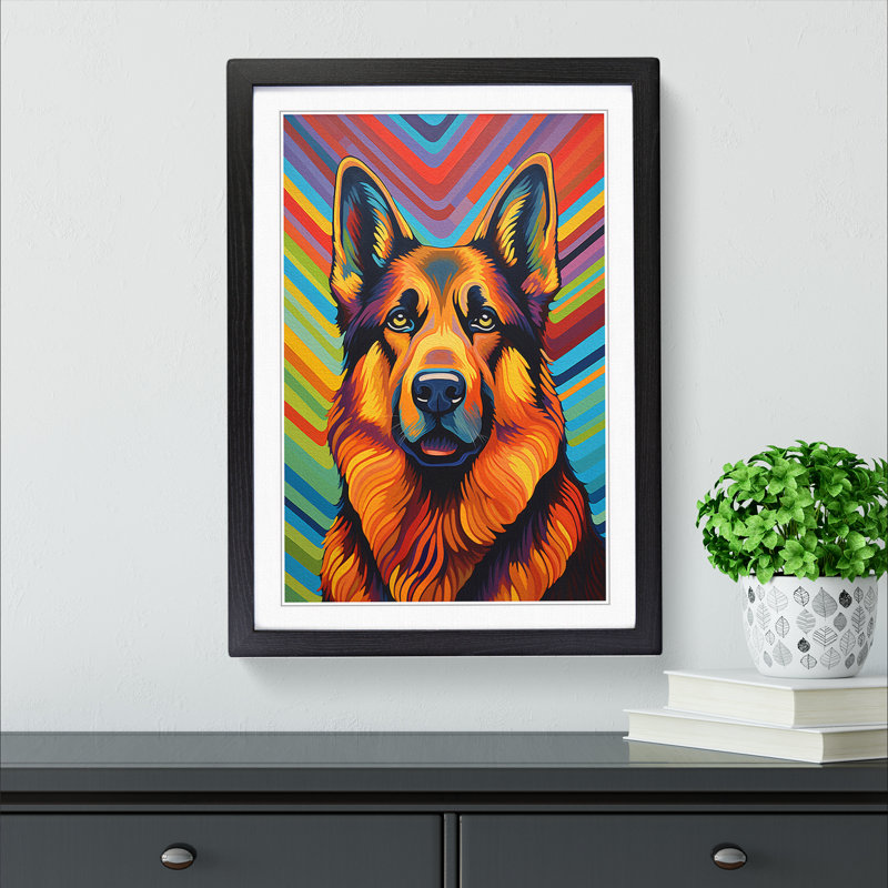 German Shepherd Op - Framed Print, Black Framed, 64cm H x 46cm W x 3cm D