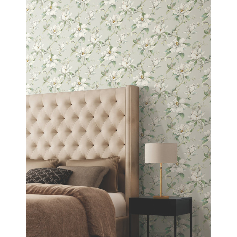 Papier peint blanc Garden Jewels, Gris