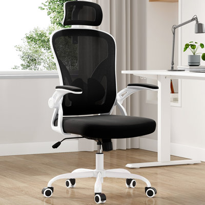 Ergonomic Office Chair With Footrest, Mesh Office Desk Chair With Headrest, High Back Computer Chair With Adjustable Lumbar Support For Office Study Room Bedroom