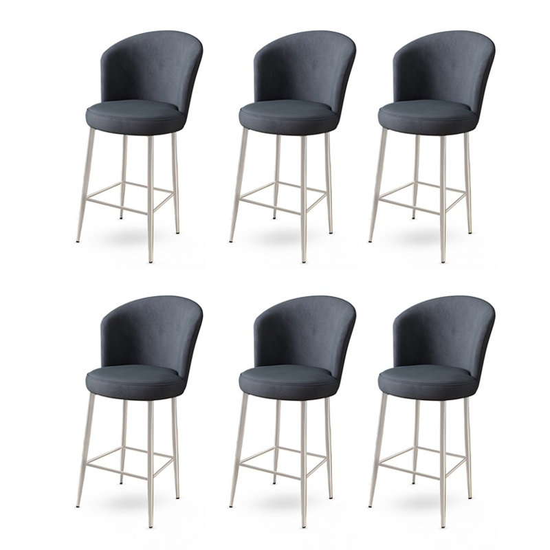 Ensemble de tabourets de bar modernes (6 pièces), anthracite et chrome, 18,1 po x 42,1 po x 15,7 po | Structure 100% métal, tissu BabyFace, siège en mousse 22 pouces, hauteur du dossier de 37 cm, parfait pour un usage domestique et hôtelier, design élégant et durable