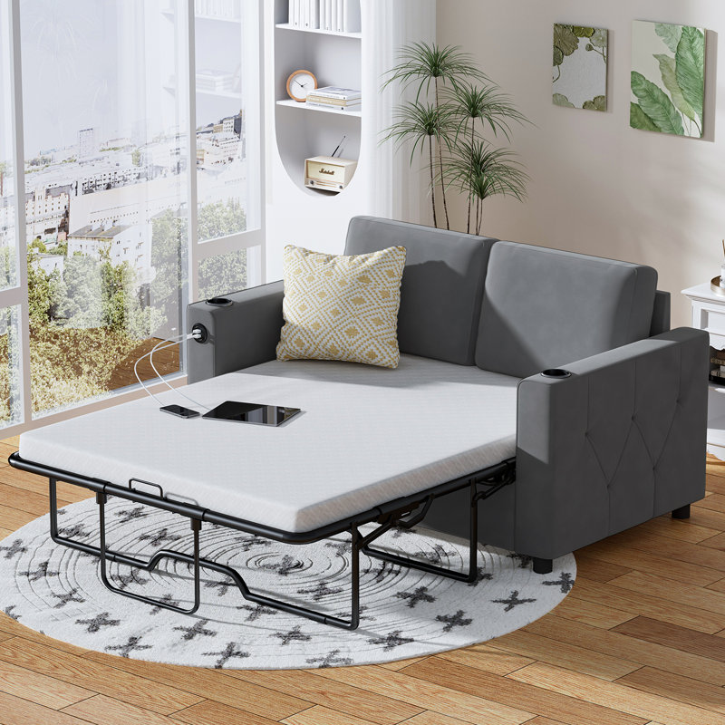Dreyvin 80.3'' Upholstered Sofa, Dark Gray Velvet
