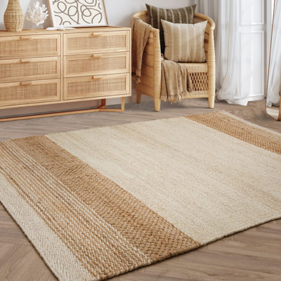 Rumill Striped Jute / Sisal Hand Woven Area Rug