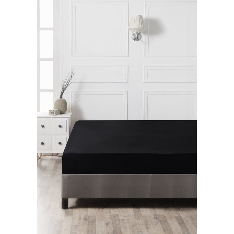 Premium Double XL Fitted Sheet, 100% Cotton, Black | 55 x 79 + 11.8 Deep Pocket | 155 Thread Count, Machine Washable at 86°F | Soft, Breathable, and Durable for Comfortable Sleep Every Night