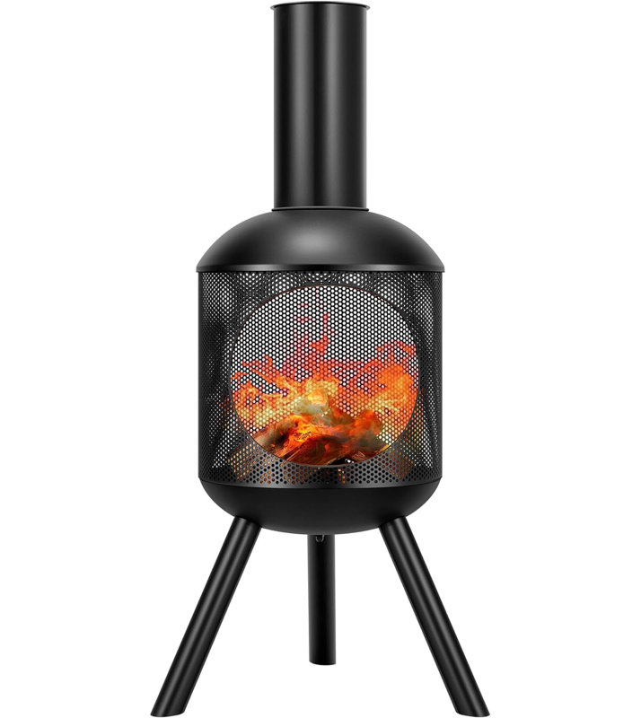 Black Cold-Rolled Steel 46-Inch Outdoor Chiminea