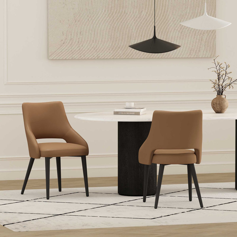 Ensemble de chaises de salle à manger rembourrées en cuir Tremont Modern Vegan, 6, Selle de cuir