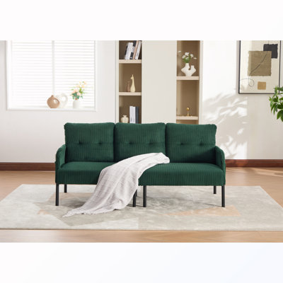 2-seater Upholstered Sofa with Metal Legs & Side Pockets
