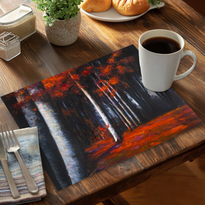 Mysterious Forest Contemporary Trees Polyester Placemat Decor