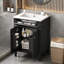 Meuble-lavabo 24 po avec 2 portes, tiroir basculant et lavabo modernisé, pieds, organisateurs de rangement intelligents, esthétique intemporelle, conception des pieds, rangement-1078419801