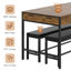 Ensemble de table de salle à manger 65 "avec prise de courant pour 4-6, table de cuisine 3 pièces avec 2 tiroirs à ustensiles, 2 bancs, support à vin et station de charge pour les petits espaces