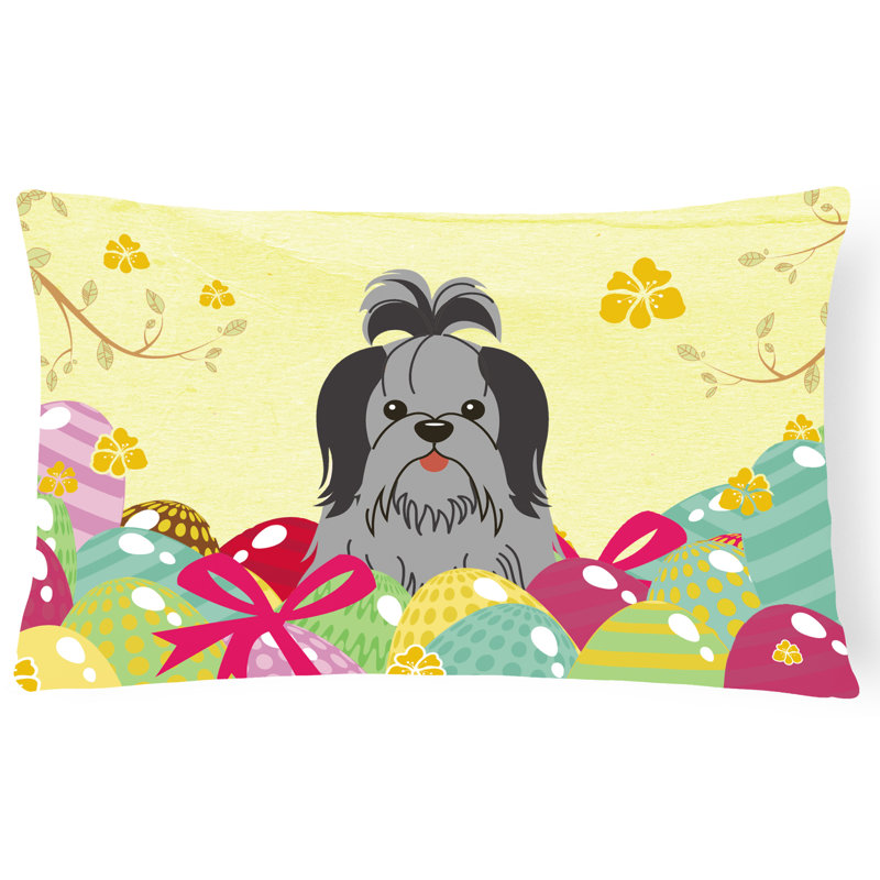 Coussin lombaire tzu de pâques œufs, Noir / argent