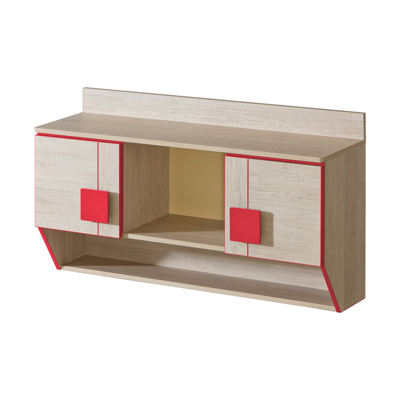 Castro 3 Piece Floating Shelf, Santana oak/Red