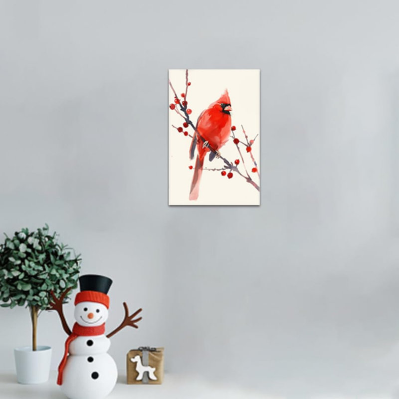 Red Cardinal Unframed Canvas Wall Art  24" X 36"