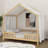  House Bed Frame With Canopy, Montessori Floor Bed, House Bed With Rails For Kids, Kids Bed With Roof-1174776071-1174776066