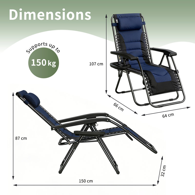 Folding Recliner Chair, Blue