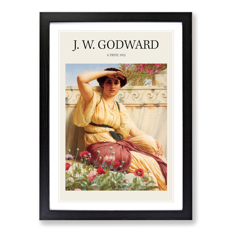 A Tryst by John William Godward - Picture Frame Painting, 65cm H x 48cm W x 2cm D, Black Framed