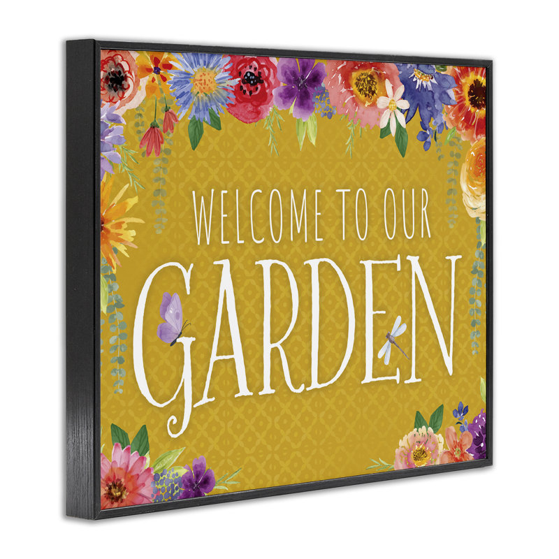 Giclée encadrée «Garden Welcome» avec bordure florale, design par Nicole DeCamp, H 11 po x l 14 po