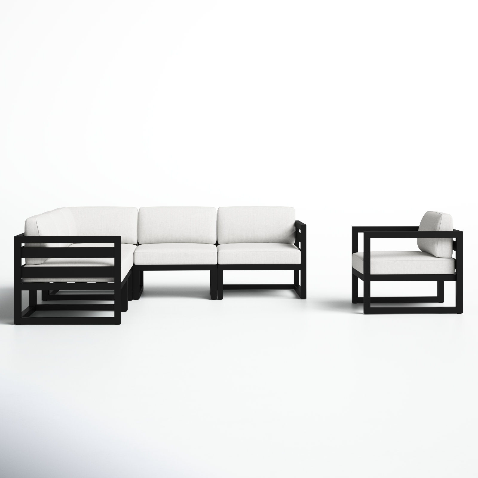 Smith 94" Sunbrella® Patio Sectional, Canvas Natural, Black
