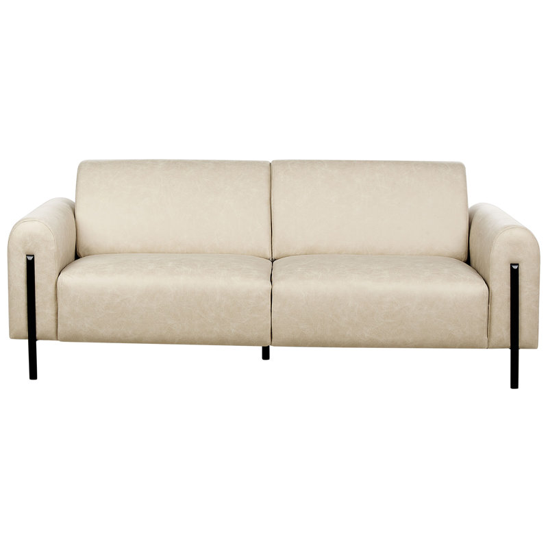 Damarc 3 Seater Faux Leather Reclining Sofa, Beige