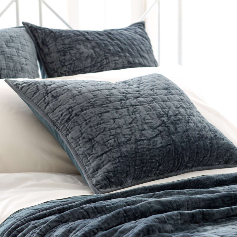 Matte Velvet Quilted Sham, Juniper, Standard