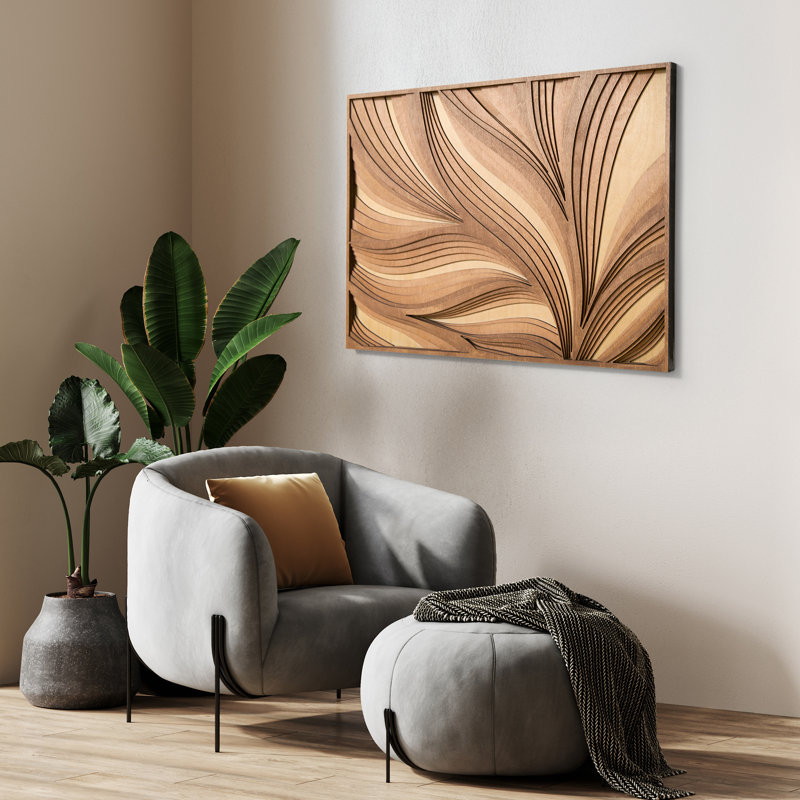 verso framed wooden wall art, 3D wood accent, abstract wall decor, 18.6" H x 27.2" W x 1" D