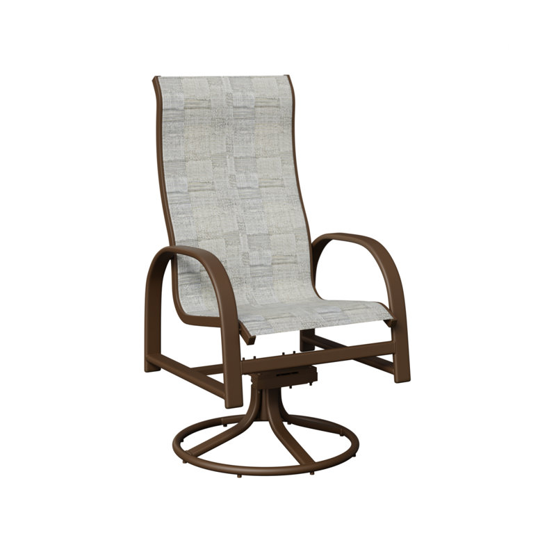 Chaise de salle à manger à bascule pivotante et à dossier haut en aluminium Amma Mesquite, Solido Luxe
