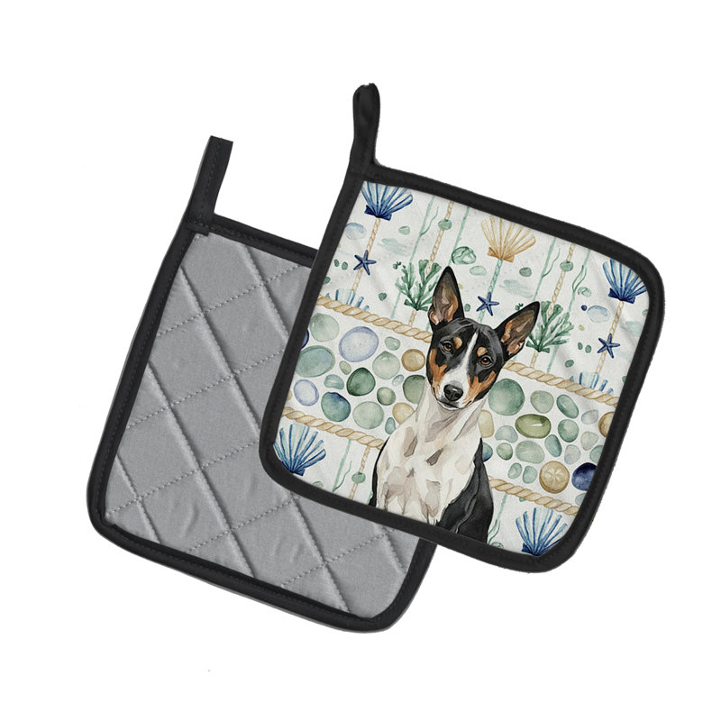 Paire de poignées noires et blanches Basenji