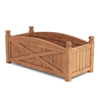 Wooden Raised Garden Bed Elevated Outdoor Planter Box w/ Drainage Holes for Patio