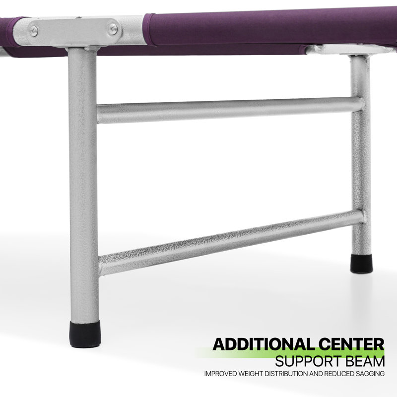 Purple Adjustable Folding Camping Cot with Pillow and Carry Bag