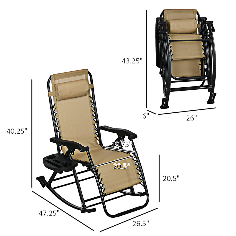 Ensemble de 2 chaises berçantes d'extérieur pliables inclinables Zero Gravity