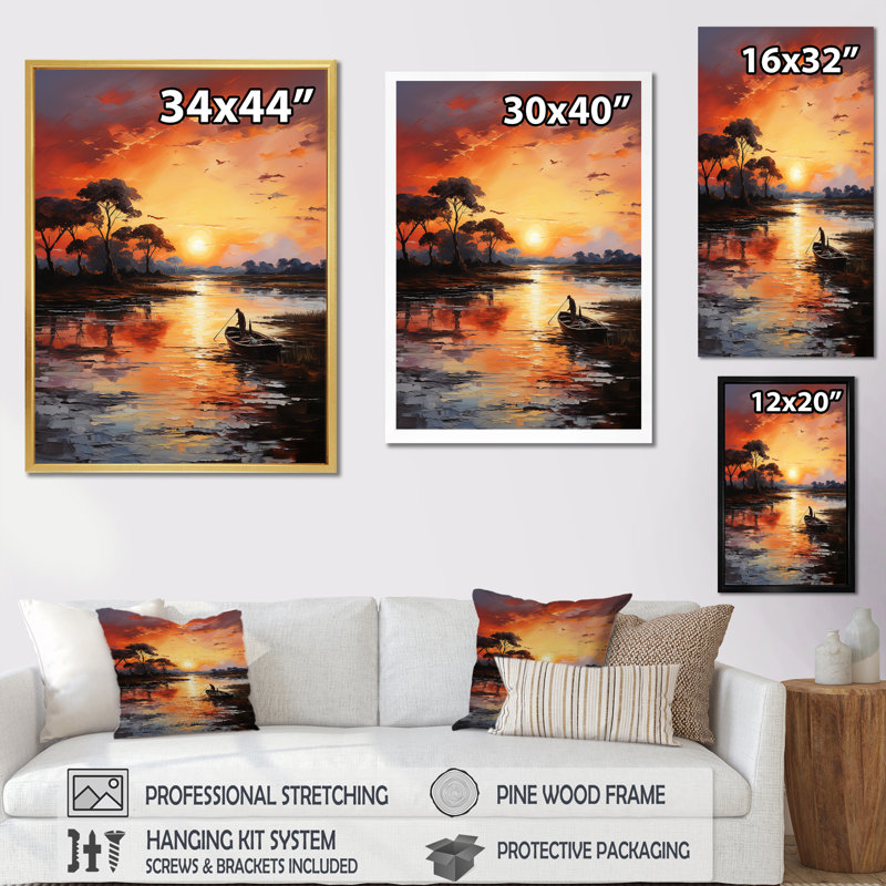 " Lakeside Sunrise Tranquility ", White Floater Framed, 44" H x 34" W