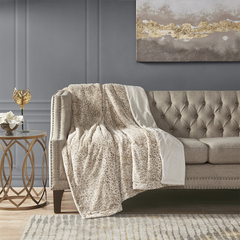 Oversized Faux Fur Throw, Brown Animal Print