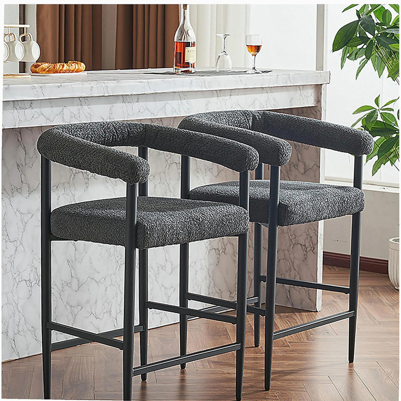 Ensemble de 2 tabourets de bar rembourrés Modern, Gris
