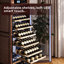 Armoire à vin autoportante, refroidisseur à vin élégant avec porte en verre résistante aux rayons UV, éclairage DEL et support de rangement-125836040
