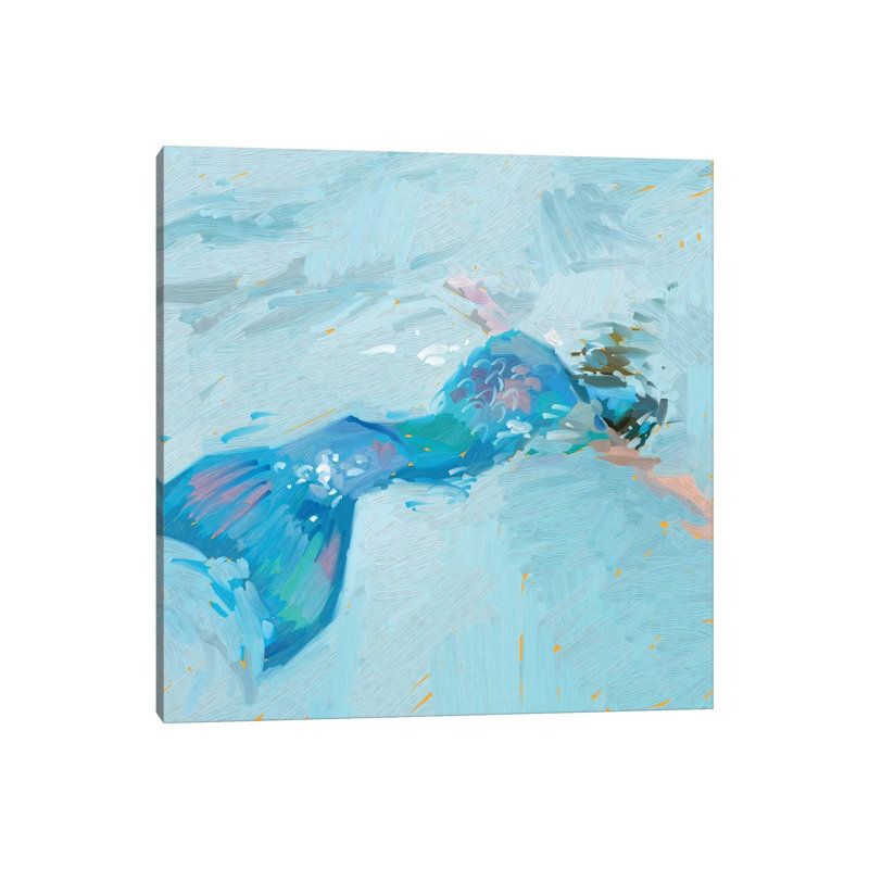 Mermaid Visions - Wrapped Canvas Painting, 30.48cm H x 30.48cm W x  1.91cm D