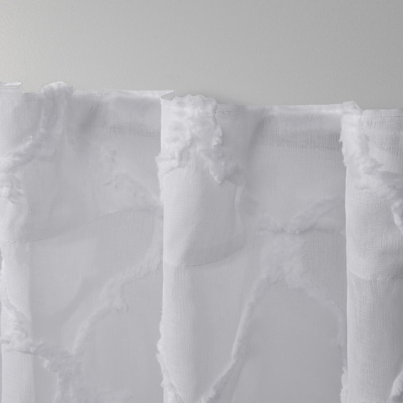 Hussey Sheer Curtain Pair, White, 54" W x 84" L