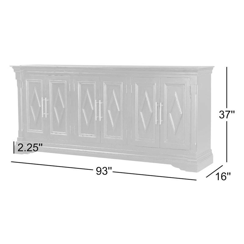 93'' W Solid Wood Sideboard, White