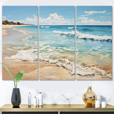 «French Normandy Coastal Serenity I» sur toile, reproduction de 3 pièces