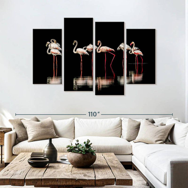 Brampt Pink Flamingos In Darkness, 54" H x 84" W