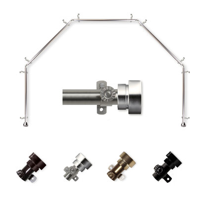 Lyndhurst Steel Rod/Resin Finials Adjustable Bay Window Single Curtain Rod