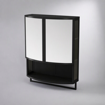 Armoire moderne à double porte cintrée en verre avec miroir incassable et plusieurs options de rangement pour différentes pièces