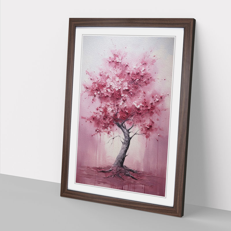Cherry Blossom Tree Gestural No.3 - Framed Print, 46cm H x 34cm W x 2cm D, Walnut Framed