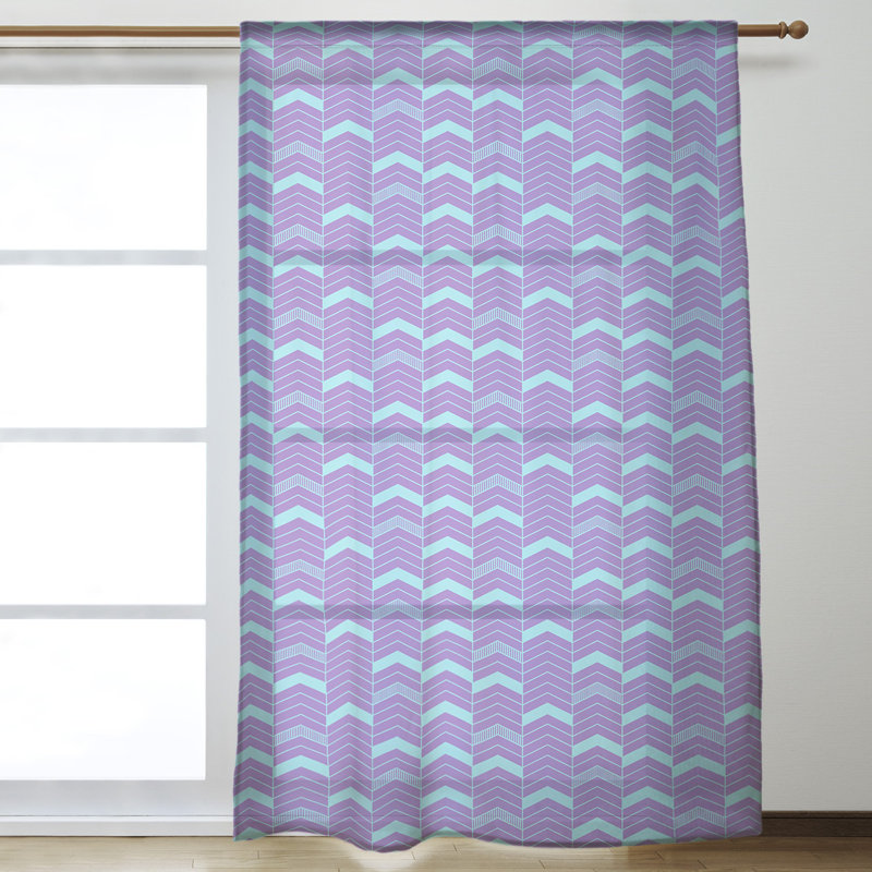 Panneau de rideau simple à passe-tringle à chevrons Stephenie, Mauve / bleu sarcelle