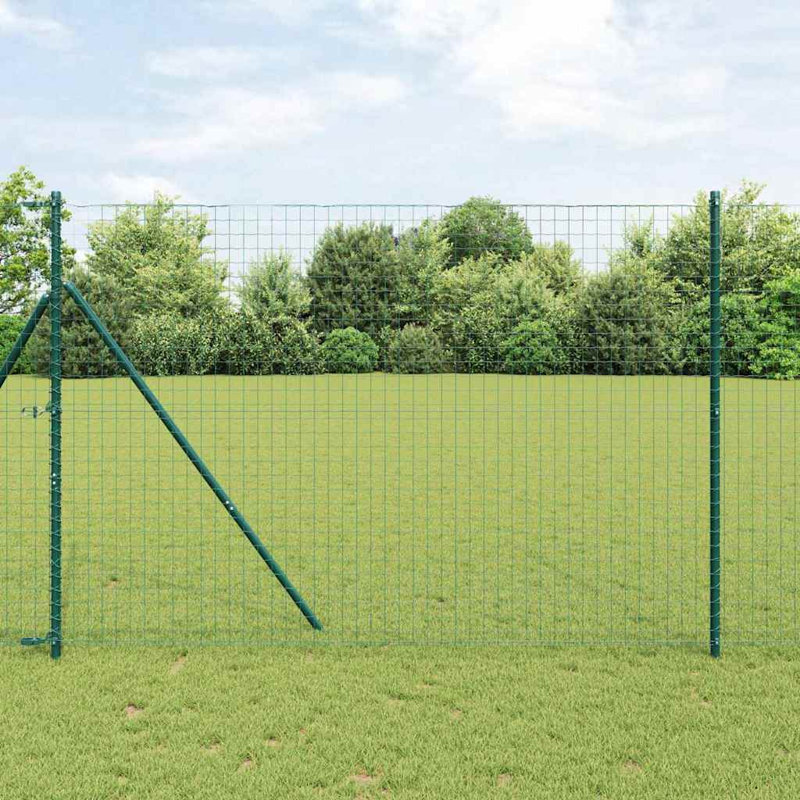 Fence Posts 12 Pcs Powder-Coated Steel, Green, 210cm H x 3.2cm W x 3.2cm D