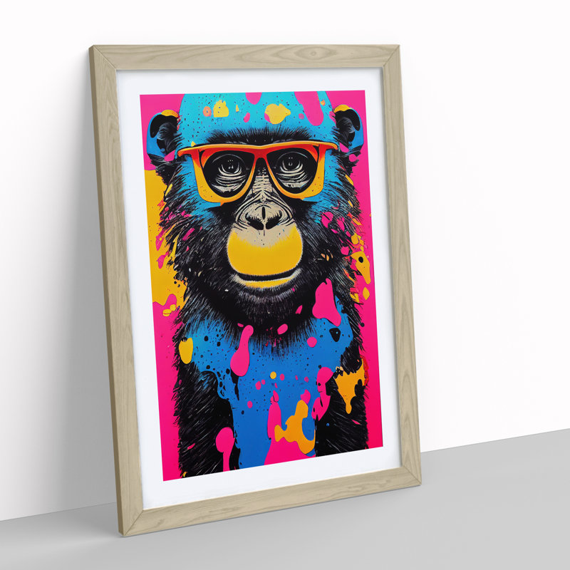 Painted Monkey No.1 Abstract - Wall Art, 64cm H x 46cm W x 2cm D, Oak