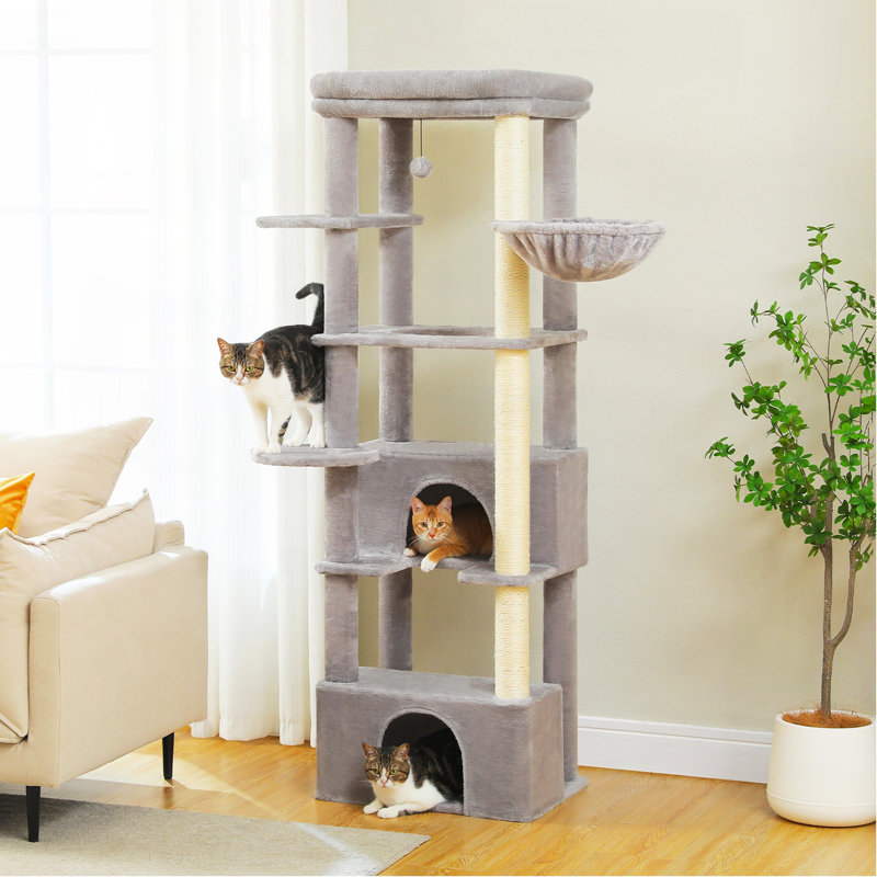 67" Cat Tree For Large Indoor Cats, Gray