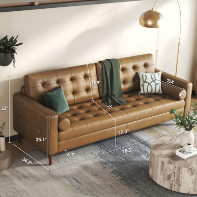 Amariyon 80" Genuine Leather Sofa