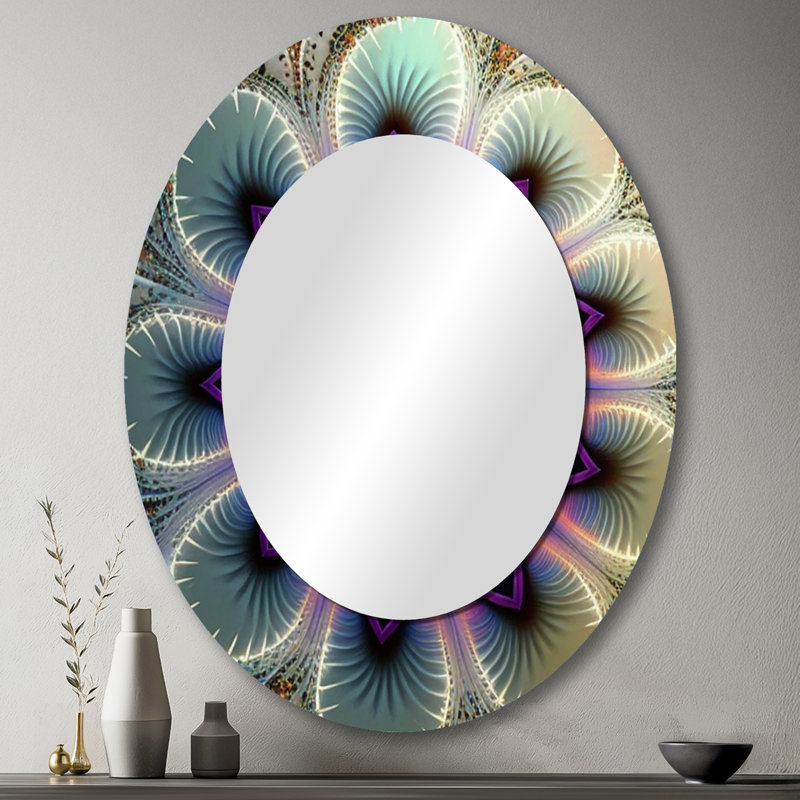 Miroir mural cosmique mandala cosmique mauve VI - mauve ovale, 43 po x 33 po