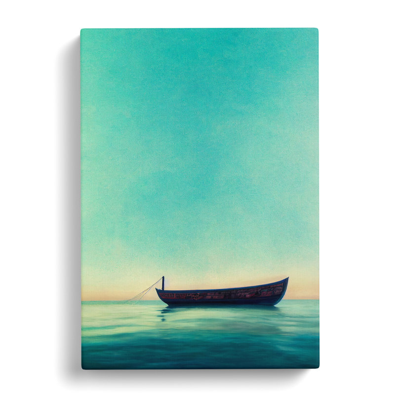 Boat On The Ocean Watercolour No.4 - Wrapped Canvas, 76cm H x 50cm W x 3cm D