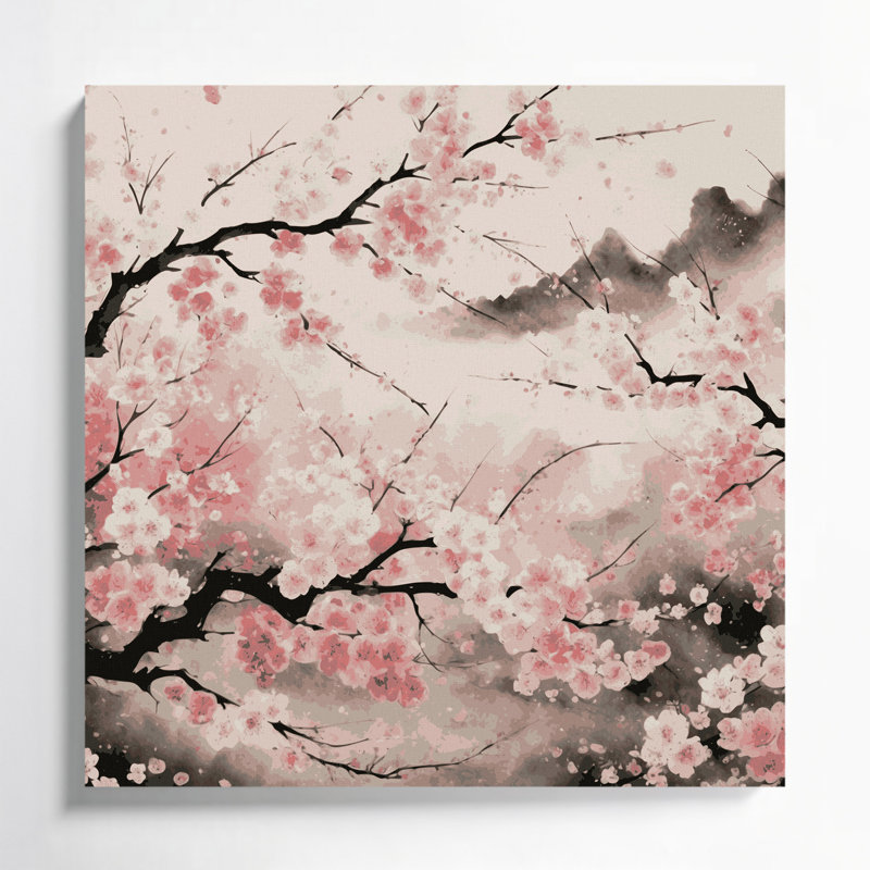 Art mural sur toile Botanical Cherry Blossoms, H 16 po x l 16 po